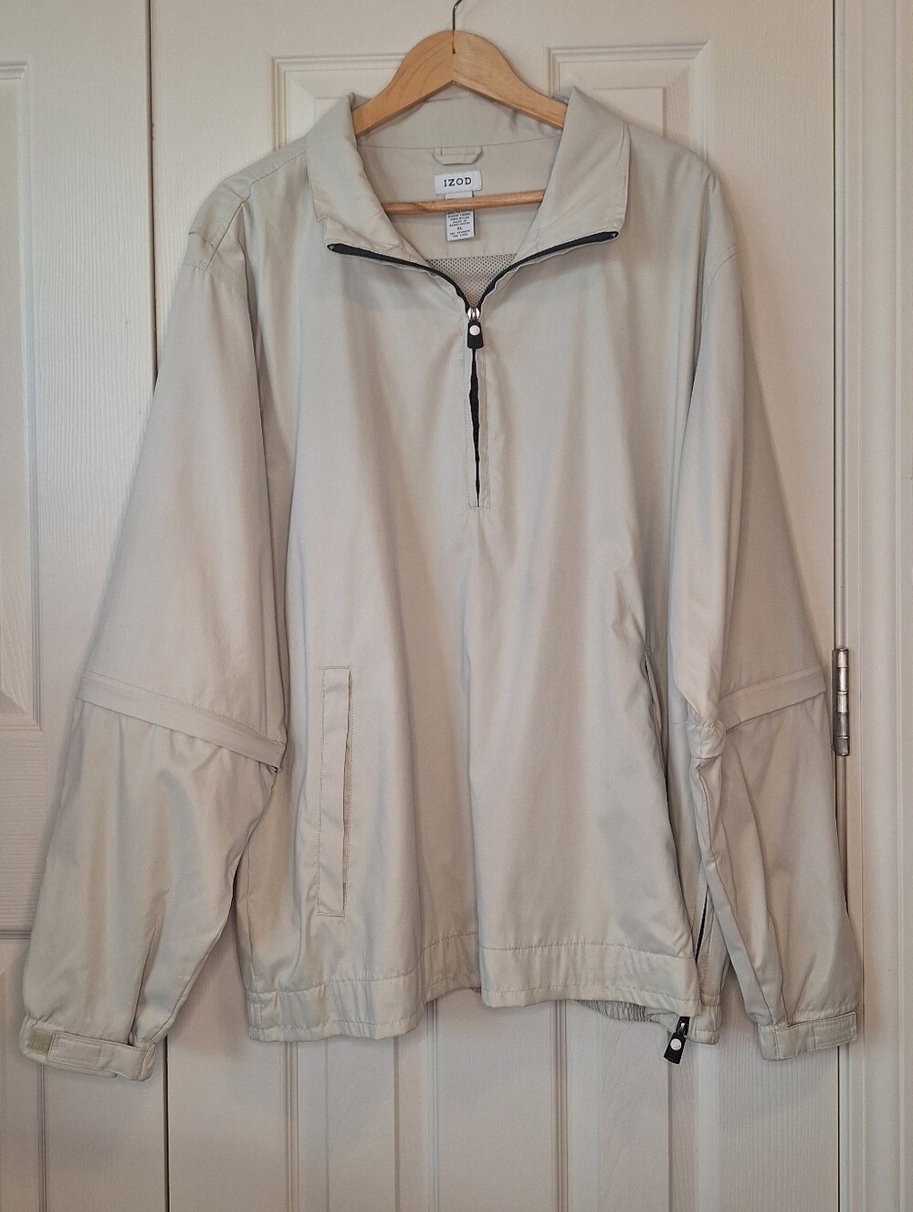 IZOD Mens Casual Half Zip Outdoor Neutral Pullover Windbreaker Jacket Size XL